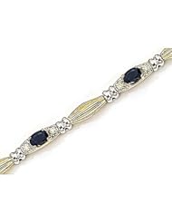 14kt Yellow Gold Oval Blue Sapphire and Diamond Bracelet