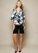 Twin Print Bubble Sleeve Blouson Top with Side Tie Sash by Olian