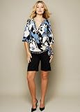 Twin Print Bubble Sleeve Blouson Top with Side Tie Sash by Olian