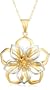 Two-Tone" Yellow Gold Plated and Sterling Silver Electroform Open Flower Pendant, 17.5