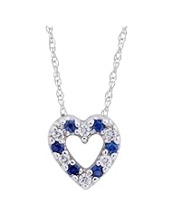 Ze 14k White gold Sapphire and Diamond "baby" Heart Pendant.