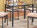 Rectangular Beige/Black Glass Table With Chairs