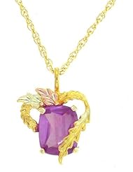 Classy! 10k Yellow-gold Black Hills Gold 10x8mm (June-Birthstone) Created Alexandrite pendant-necklace