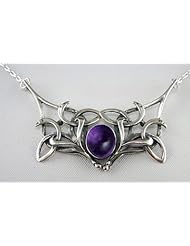 Sterling Silver Book Of Kells Design Necklace Accented with a Genuine Amethyst