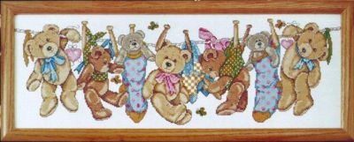 Design Works Crafts On The Line Teddies Counted Cross Stitch Kit, Brown