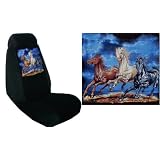 Car Truck SUV Wild Mustang Trio Print Seat Covers 2 Black Universal Horse Vehicle... by Seat Cover Connection