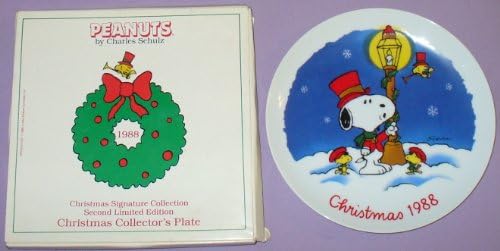 SNOOPY &amp; WOODSTOCK (Peanuts) collector's plate -- Christmas 1988