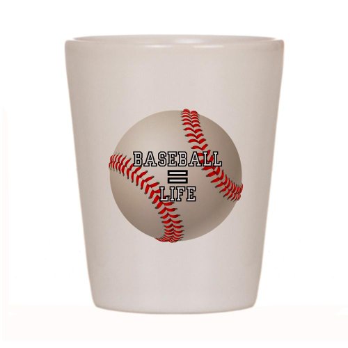 Shot Glass White of Baseball Equals Life