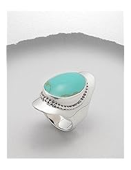 Turquoise (Light Green) Reconstructed stones Ring In 92.5 Sterling Silver