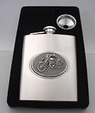 Stainless Steel Motorcyle Flask with Satin Finish-8oz