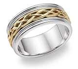 14k Gold 8mm Two Tone Celtic Weave Wedding Band C4004