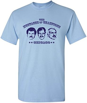 Strange Cargo Men's Mustache of Champions Chicago Coaches Ditka Bears Blackhawks Bulls Parody Tshirt L Light Blue