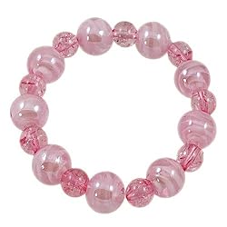 Pink Glass Bead Stretch Bangle Bracelet Fashion Jewelry