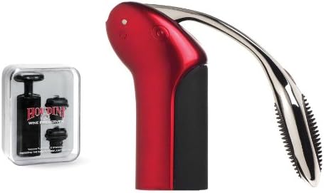 Valentines Gift Set, Metrokane Vertical Rabbit Lever Style Corkscrew with Foil Cutter, Candy Apple Red and Metrokane Houdini Wine Preserver