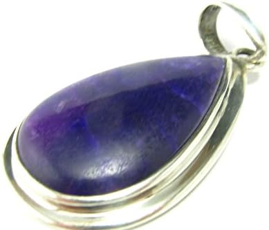 Sugilite Pendant in Sterling Silver From South Africa - 1.6"
