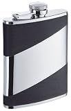 Simran HF-1406YG-01 Ajmer 6 oz. Black Bonded Leather Stainless Steel Flask