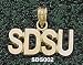 San Diego State Block Sdsu 1/4 Charm/Pendant -14K/10K, Stainless Steel or Gold Plated