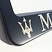 Matte Black Laser Engraved Maserati Stainless Steel USA License Plate Frame With Engraved Steel Logo Screw Cap Combo 12.25