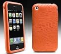 Top grade orange tyre rubber case with screen protector - for Apple iPhone 3G