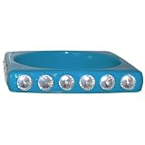 1/2" Wide Square Bangle with Acrylic Rhinestones All Around In Turquoise