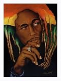 One Love: Bob Marley by Gerald Ivey. LAMINATED. 20.95 inches width by 28.96 inches height. Highest Quality Art Poster Print