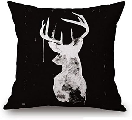 Painting in water colours Deer head Throw Pillow Case Cushion Cover Decorative Cotton Blend Linen Pillowcase for Sofa 18 "X 18 " (4)