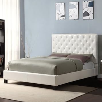 Home Creek Sascha Faux-Leather Tufted Slat Platform Bed