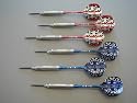 6 CHROM-DARTPFEILE mit STAHLSPITZEN (21,5g)