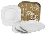Rosanna Dinner Party Set Of Four White With Gold Rim Dinner Plates In Gift Box