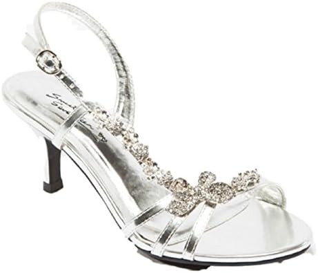 Sweet Seventeen Maisie-11 Prom Wedding Slingback Rhinestone Open Toe Kitten Heel Sandal Shoe Silver 9