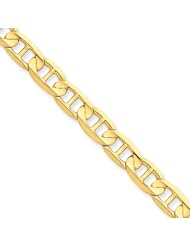 6.25mm, 14 Karat Yellow Gold, Concave Anchor Chain - 7 inch