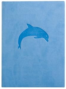 Blue Embossed Dolphin Leather Journal - Lined 5x7
