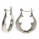 Sterling Silver Dolphin Fish Hoop Earrings