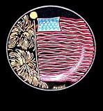 America's Flag Design - Hand Painted - Dinner/Display Plate - 10 inch diameter
