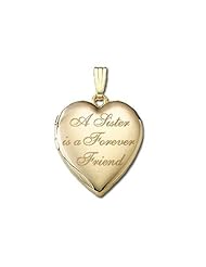 Solid 14K Yellow Gold "A Sister is a Forever Friend" Locket 3/4 inch x 3/4 inch in Solid 14K Yellow Gold
