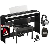Yamaha P95 Digital Piano BUNDLE including Bench, Stand, Triple Pedal Board, Headphones, Fastrack Book and Dust Cover
