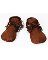 Mens Fabric Moccasin Style Shoes Red Indian Hippy Footwear Fancy Dress