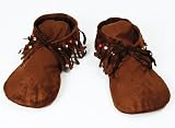 WOMENS HIPPY INDIAN MOCCASINS FABRIC SHOES FOOTWEAR FANCY DRESS