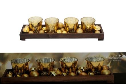 Kerzen Teelicht Ständer gold Holz