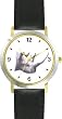 Rhinoceros - JP - African Animal - WATCHBUDDY&reg; DELUXE TWO-TONE THEME WATCH - Arabic Numbers - Black Leather Strap-Size-Large ( Men's Size or Jumbo Women's Size )