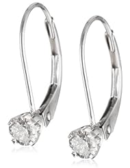 14k White Gold Fixed Leverback Diamond Earrings (.37 cttw, L-M Color, I2-I3 Clarity)
