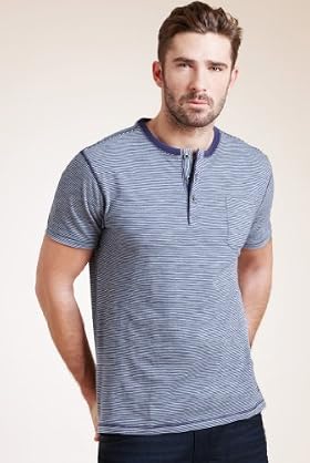 North Coast Pure Cotton Feeder Striped Henley T-Shirt