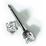 Inverness 14kt White Gold 3mm CZ Piercing Earrings 129E