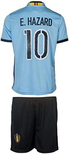 Belgium UEFA Euro 2016 #10 Hazard Home Soccer Kids Jersey &amp; Shorts - Youth Size - S - (4-5 Ages)