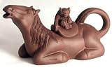 Yixing Horse and Monkey Teapot ~ 6 Oz