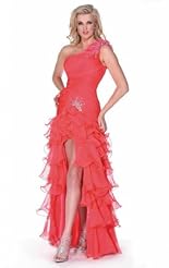 Chiffon/Taffeta/Tulle Beaded Applique Lace Crystal Slit Crystals Prom Dress 