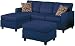 Bobkona Manhattan Reversible Microfiber 3-Piece Sectional Sofa Set, Navy Blue