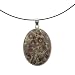 Fossil Coral Agate Inlay Pendant - 32x42mm, Oval - 17'' Necklace Included