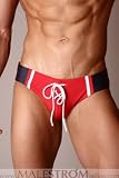 Tulio / Malestrom Lace-up Swimsuit - Red/Grey