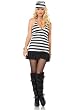 Sexy Jail Girl Guilty Convict Costume Prisoner Black White Striped Halter Dress